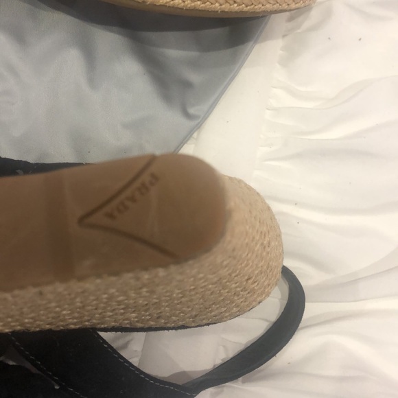 Prada Black Woven Wedge Sandals, 7.5 - Picture 5 of 8
